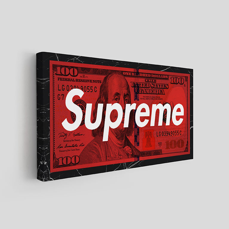 Red Supreme Dollar Canvo, Canvas Wall Art