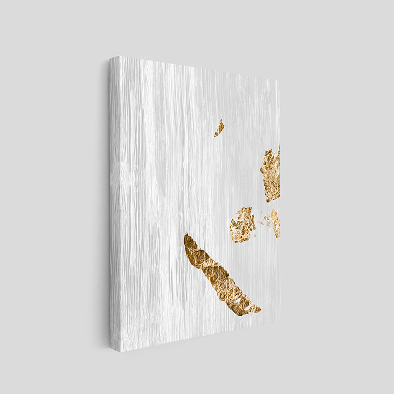 White & Gold Abstract Canvo