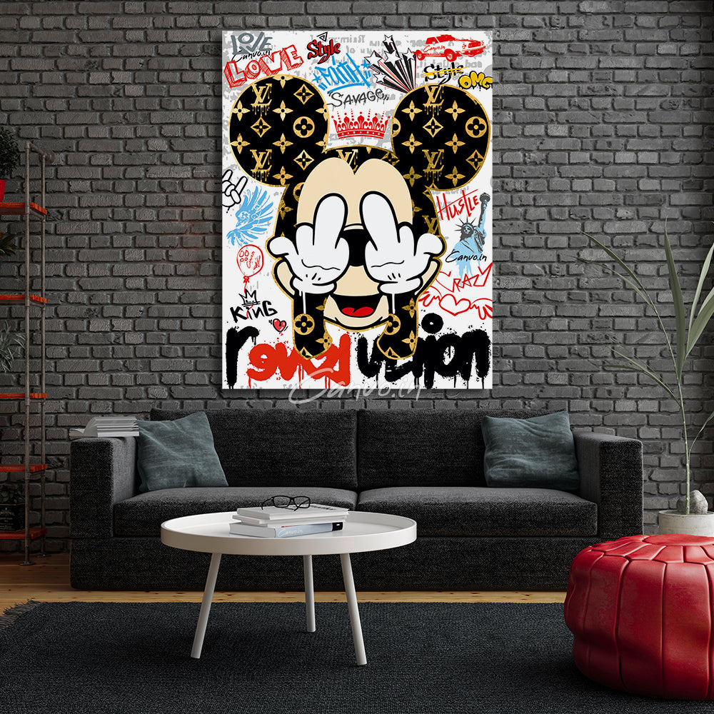 Mickey Mouse Canvo - LV Canvas Wall Art - Cartoon Canvas Painting